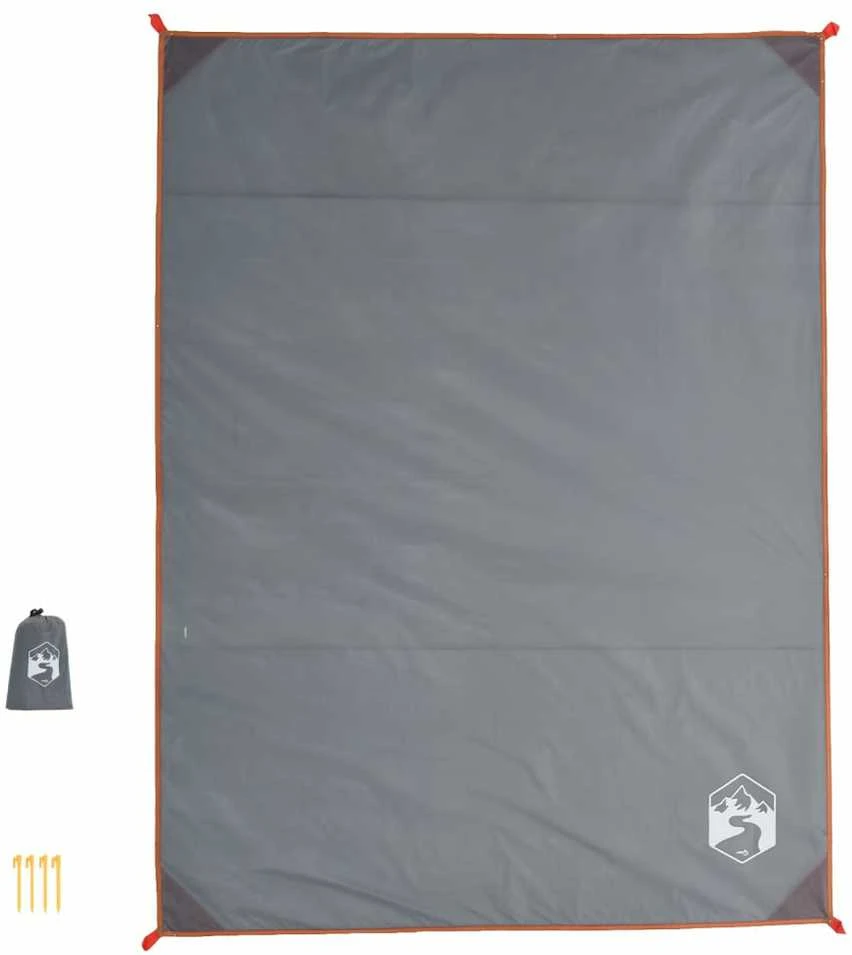 Iškylų paklotas su kuoliukais, pilkas/oranžinis, 205x155cm
