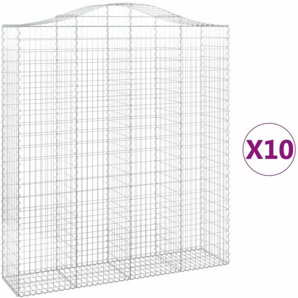 Išlenkti gabiono krepšiai, 10vnt., 200x50x220/240cm, geležis