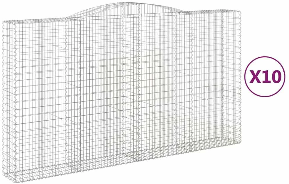 Išlenkti gabiono krepšiai, 10vnt., 400x50x220/240cm, geležis