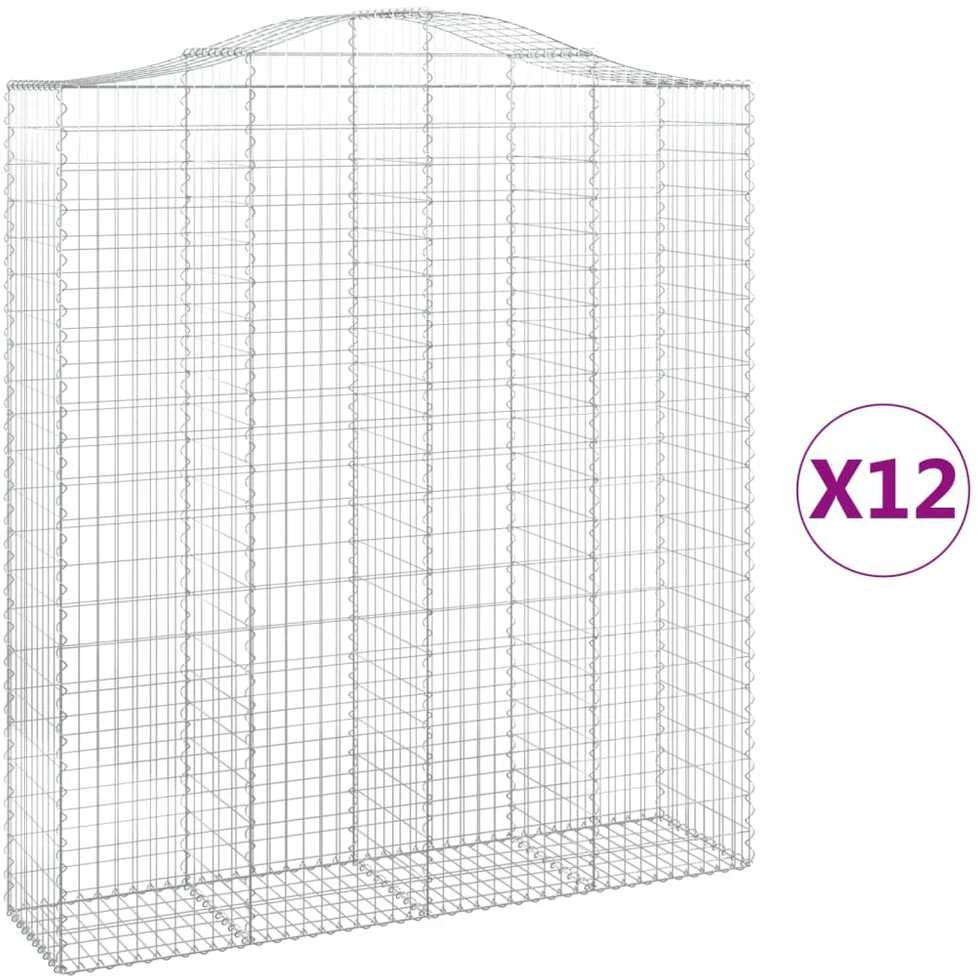Išlenkti gabiono krepšiai, 12vnt., 200x50x220/240cm, geležis