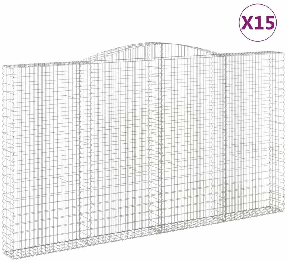 Išlenkti gabiono krepšiai, 15vnt., 400x30x220/240cm, geležis