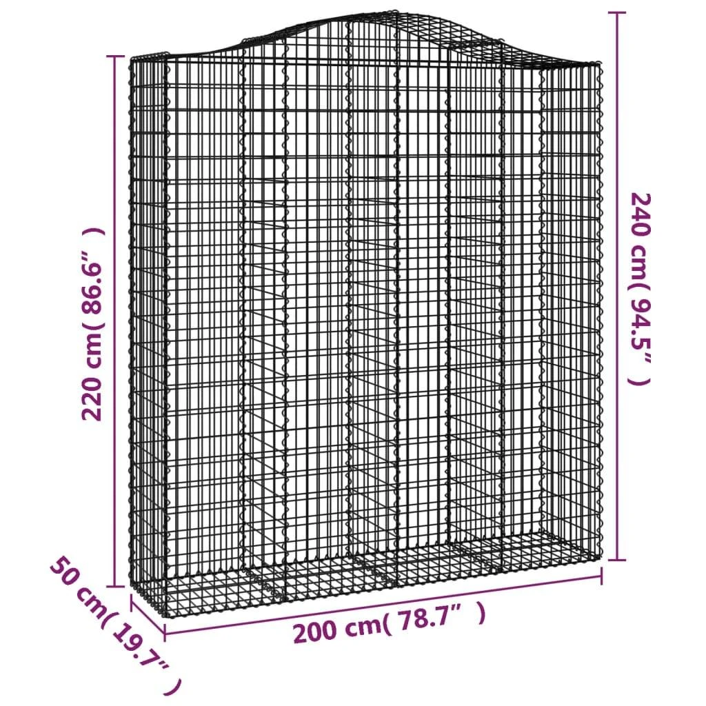 Išlenkti gabiono krepšiai, 3vnt., 200x50x220/240cm, geležis