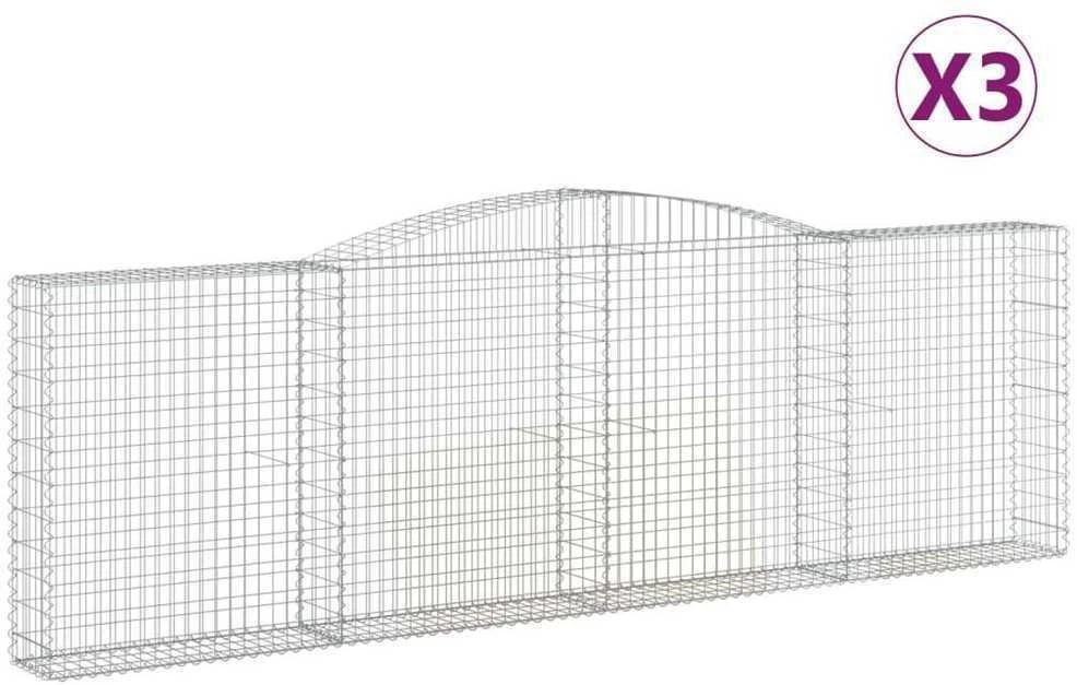 Išlenkti gabiono krepšiai, 3vnt., 400x30x120/140cm, geležis