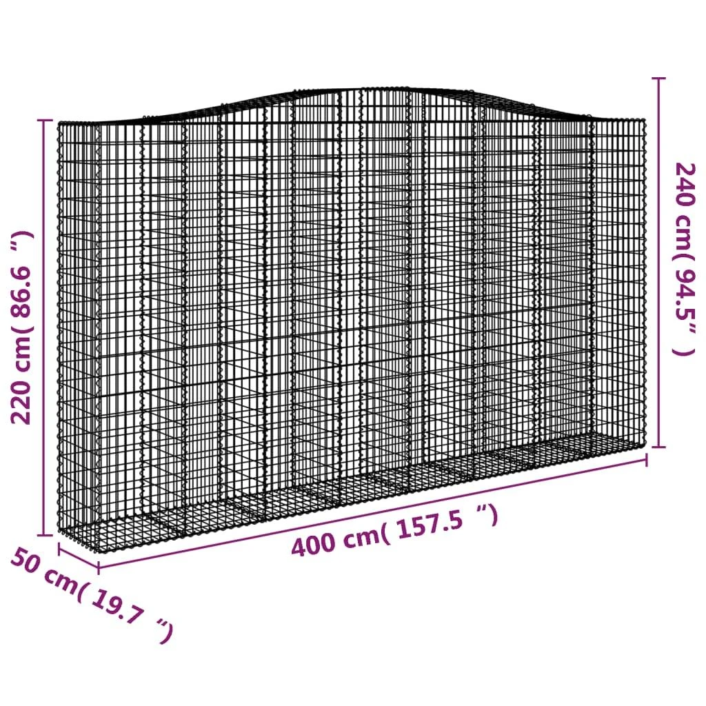 Išlenkti gabiono krepšiai, 3vnt., 400x50x220/240cm, geležis