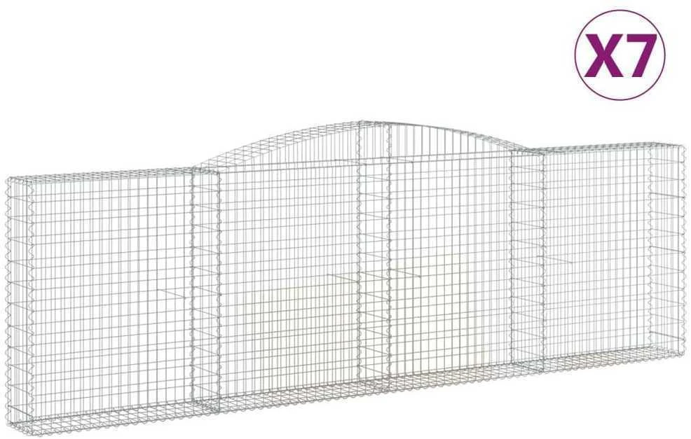 Išlenkti gabiono krepšiai, 7vnt., 400x30x120/140cm, geležis