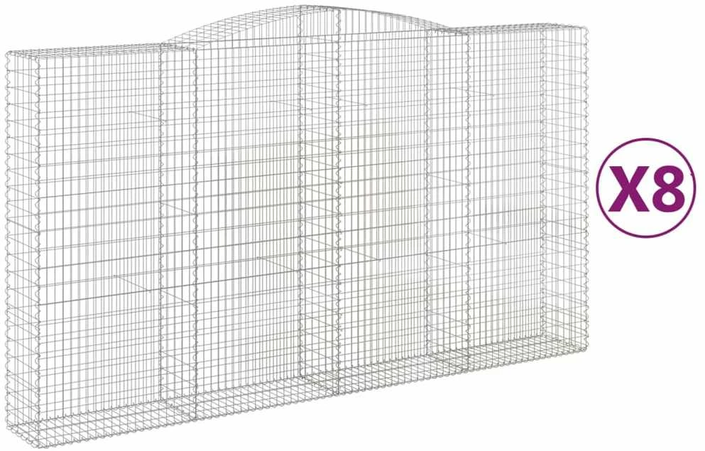 Išlenkti gabiono krepšiai, 8vnt., 400x50x220/240cm, geležis