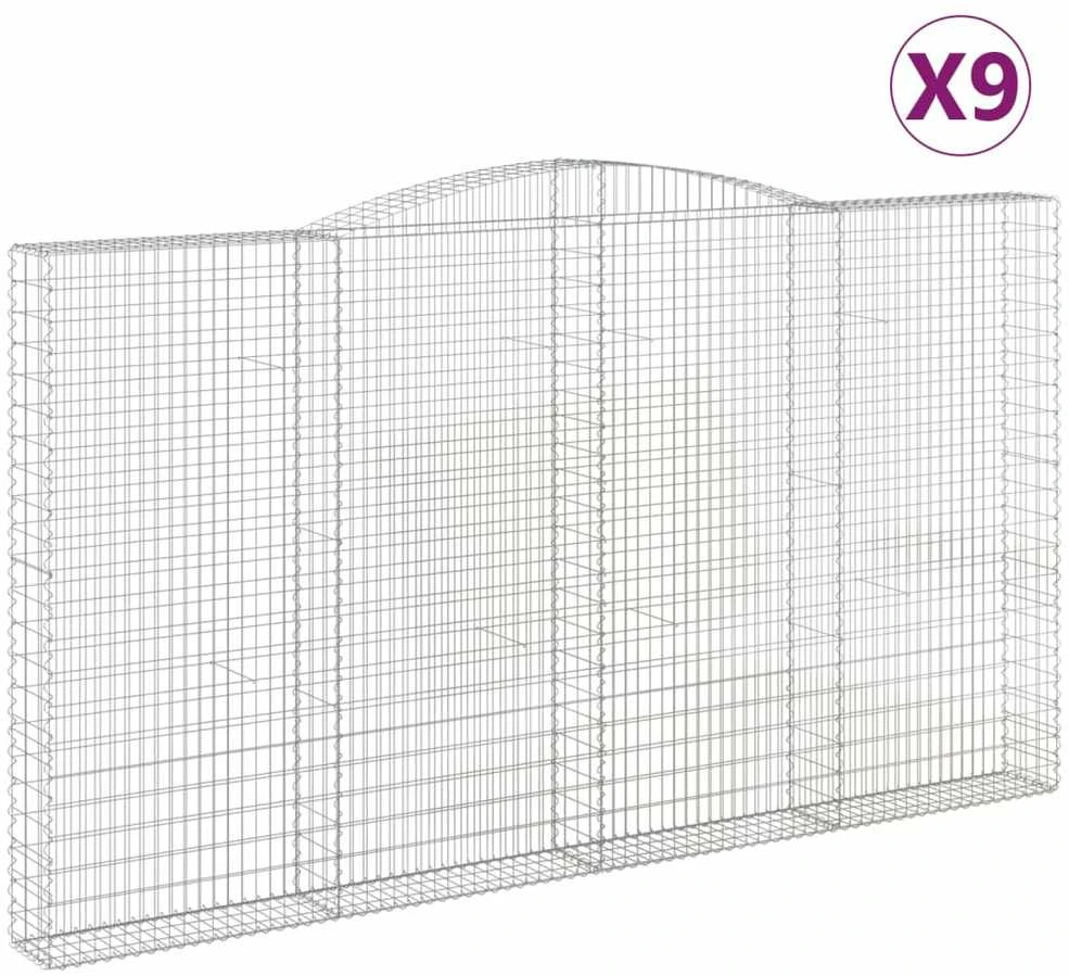 Išlenkti gabiono krepšiai, 9vnt., 400x30x220/240cm, geležis