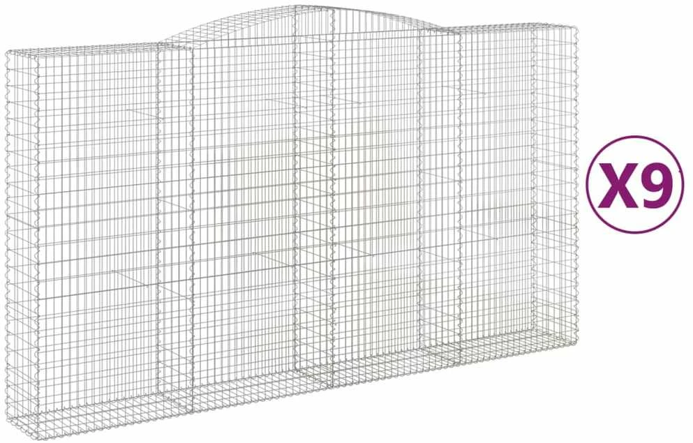 Išlenkti gabiono krepšiai, 9vnt., 400x50x220/240cm, geležis