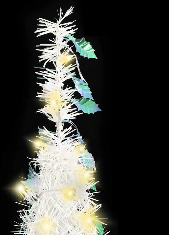 Išskleidžiama dirbtinė Kalėdų eglutė, balta, 180cm, 150 LED
