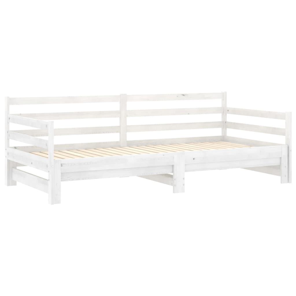 Ištraukiama lova, balta, 2x(90x200)cm, pušies medienos masyvas