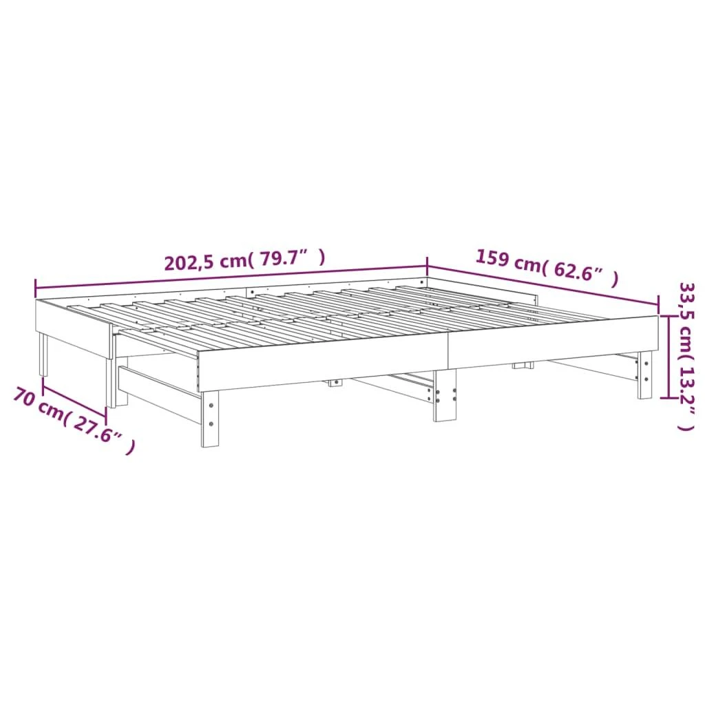 Ištraukiama lova, juoda, 2x(80x200)cm, pušies medienos masyvas