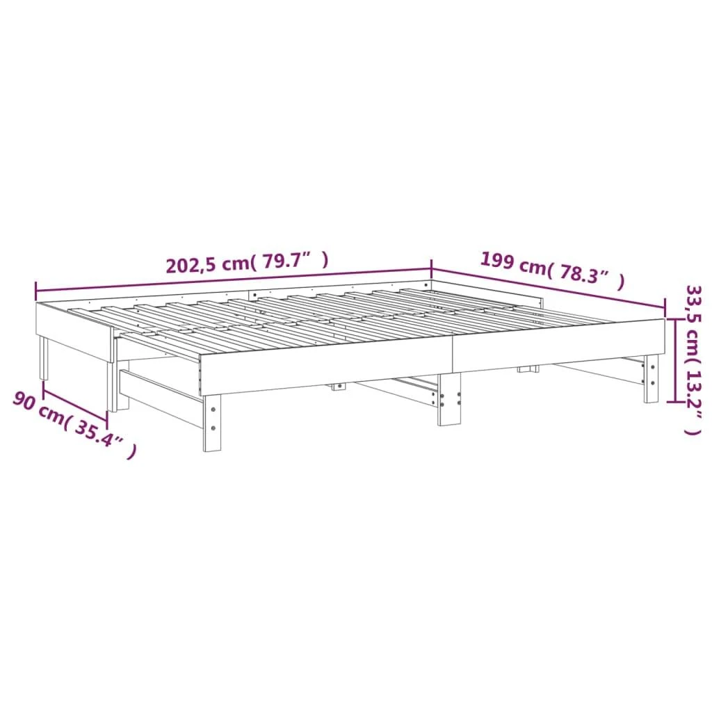 Ištraukiama lova, medaus ruda, 2x(100x200)cm, pušies masyvas
