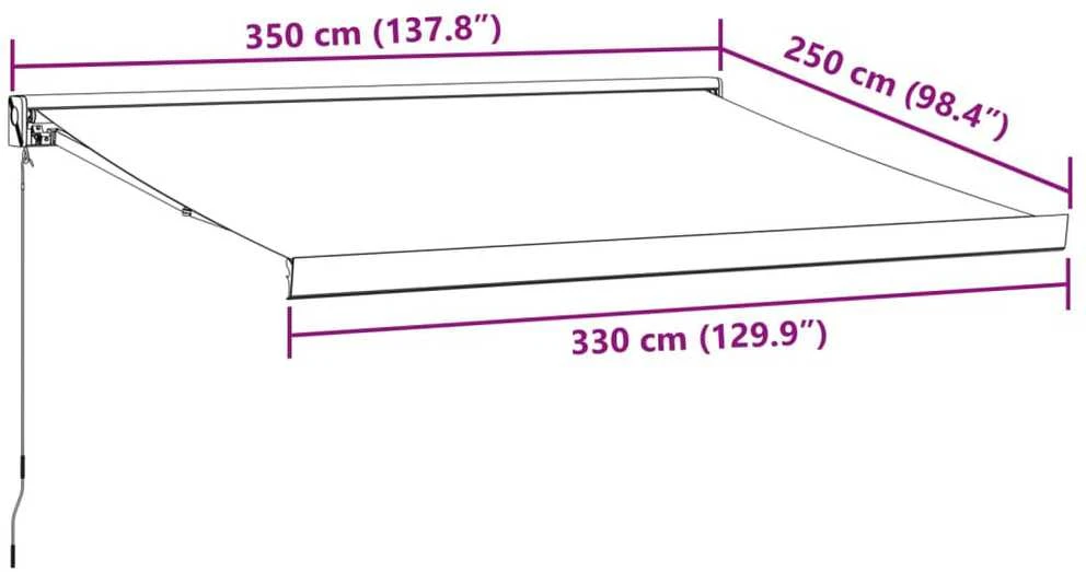Ištraukiama markizė, antracito/balta, 3,5x2,5m, audinys