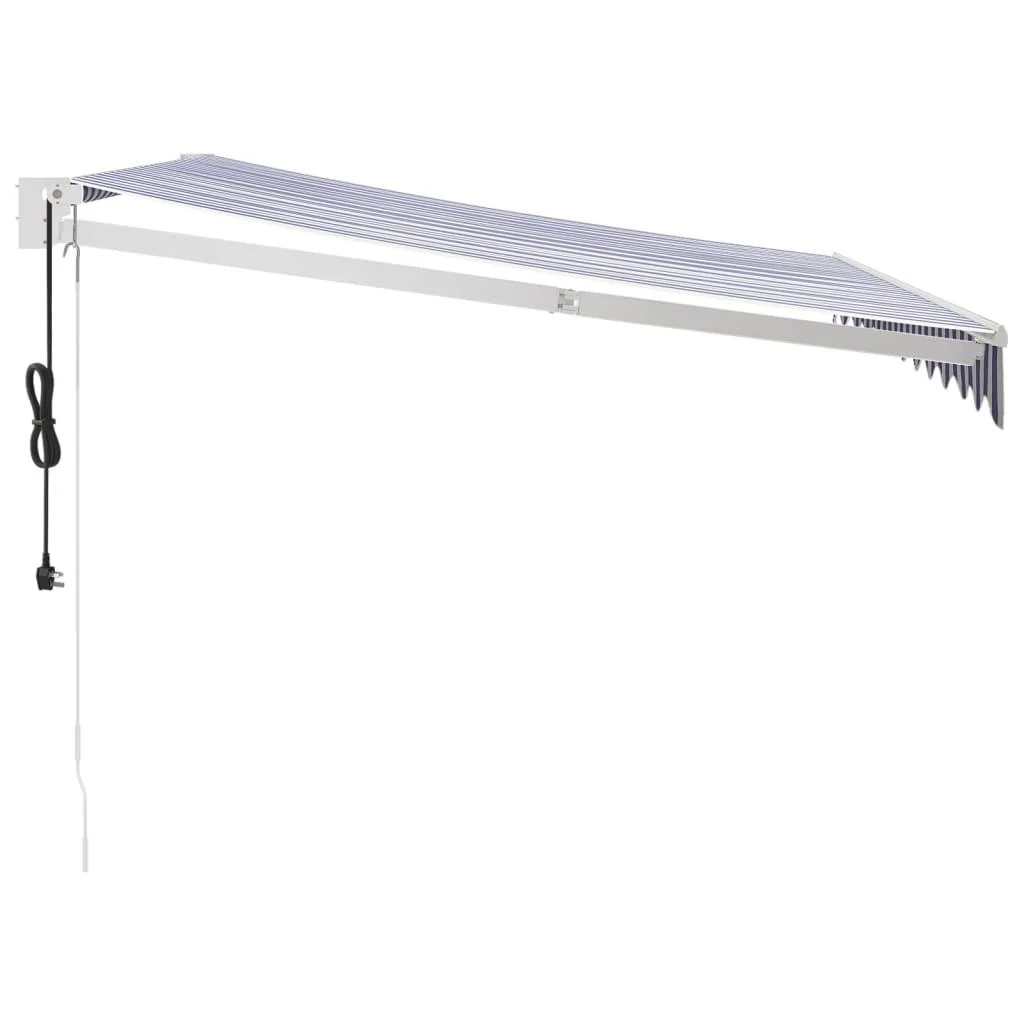 Automatinė ištraukiama markizė, mėlyna ir balta, 3,5x2,5m