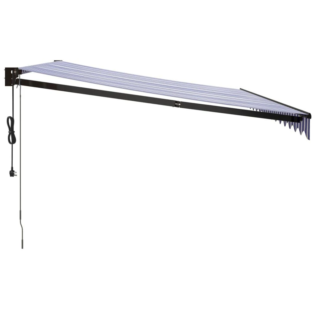 Automatinė ištraukiama markizė, mėlyna ir balta, 4,5x3m