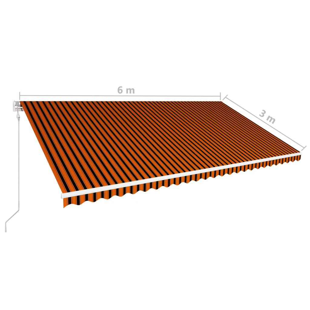 Ištraukiama markizė, oranžinė ir ruda, 600x300cm, automatinė