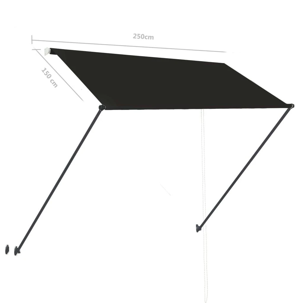 Ištraukiama markizė su LED, antracito spalvos, 250x150cm