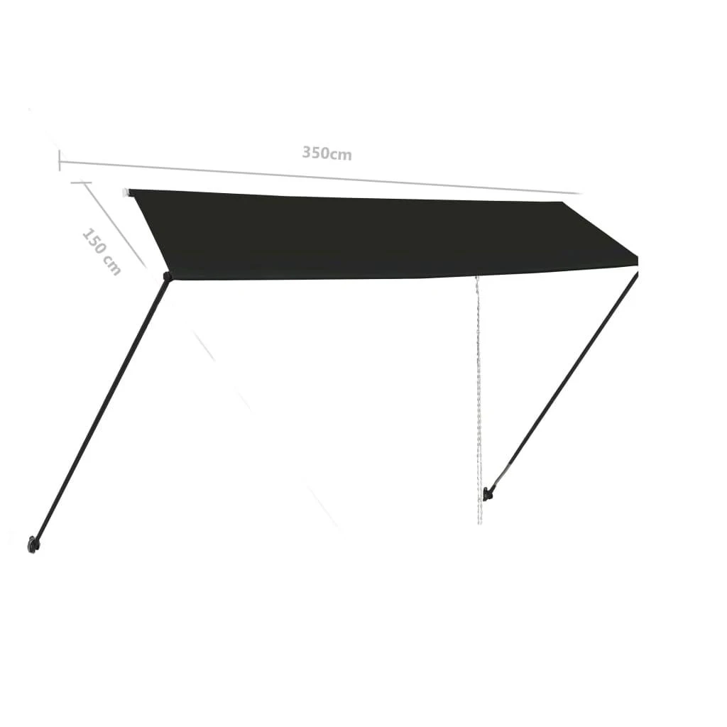 Ištraukiama markizė su LED, antracito spalvos, 350x150cm
