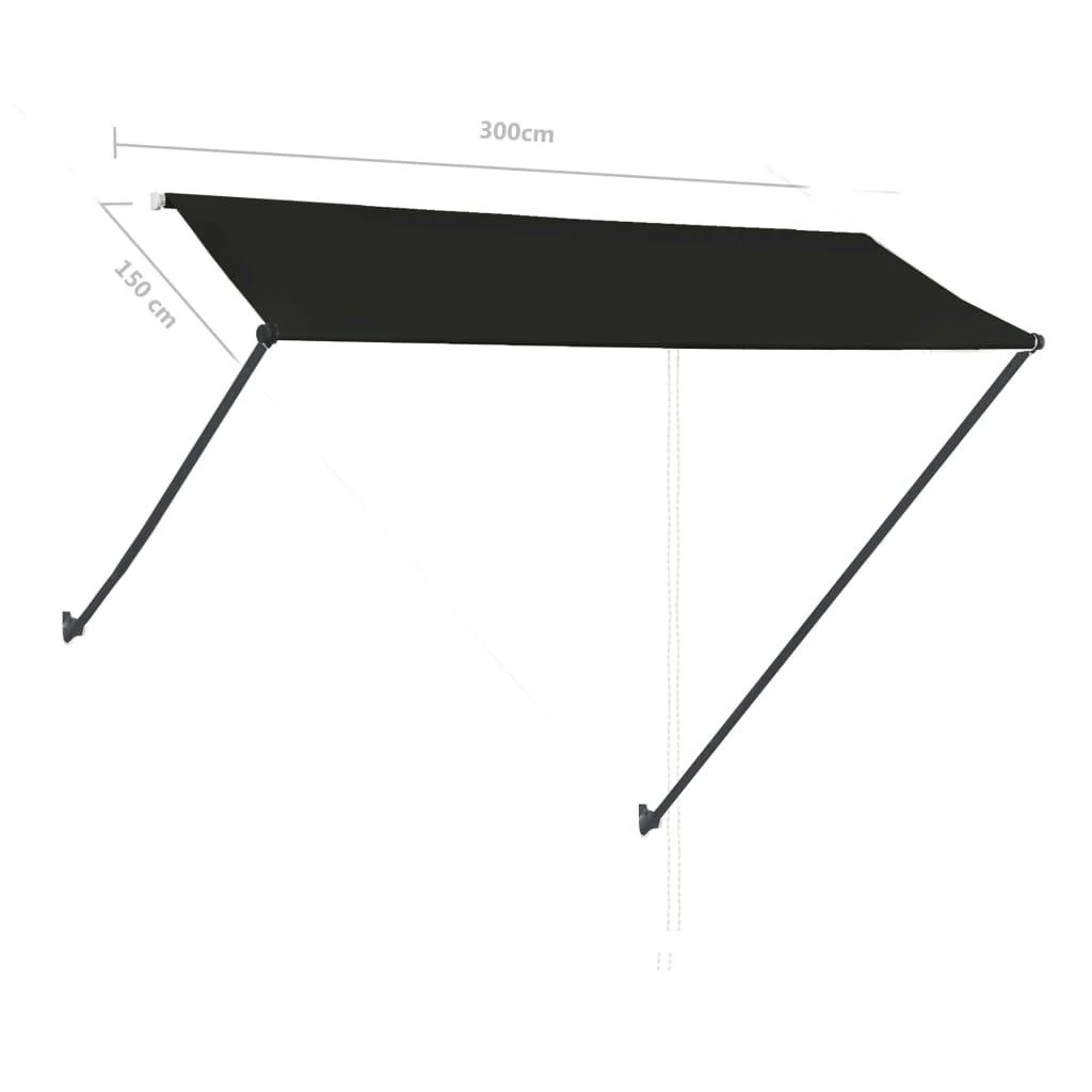 Ištraukiama markizė su LED, antracito spalvos, 300x150cm