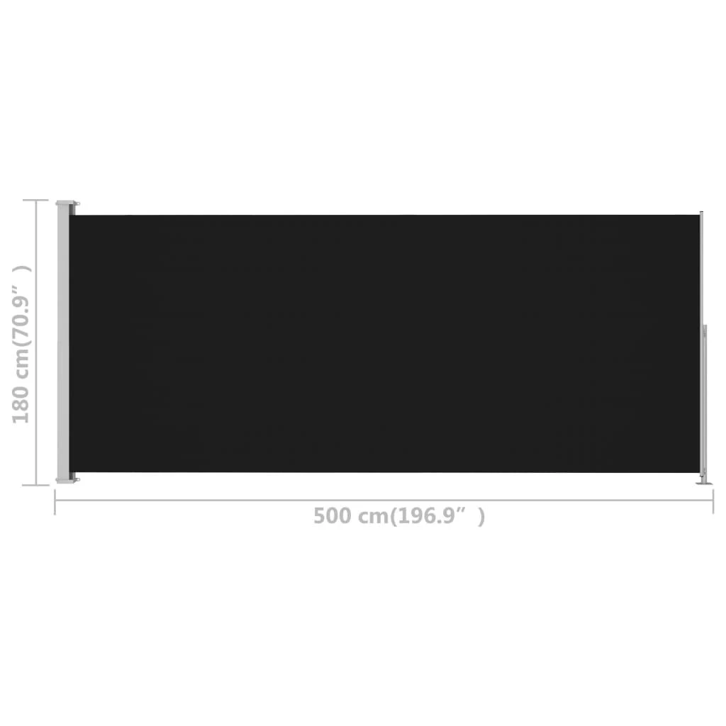 Ištraukiama šoninė kiemo pertvara, juodos spalvos, 180x500cm