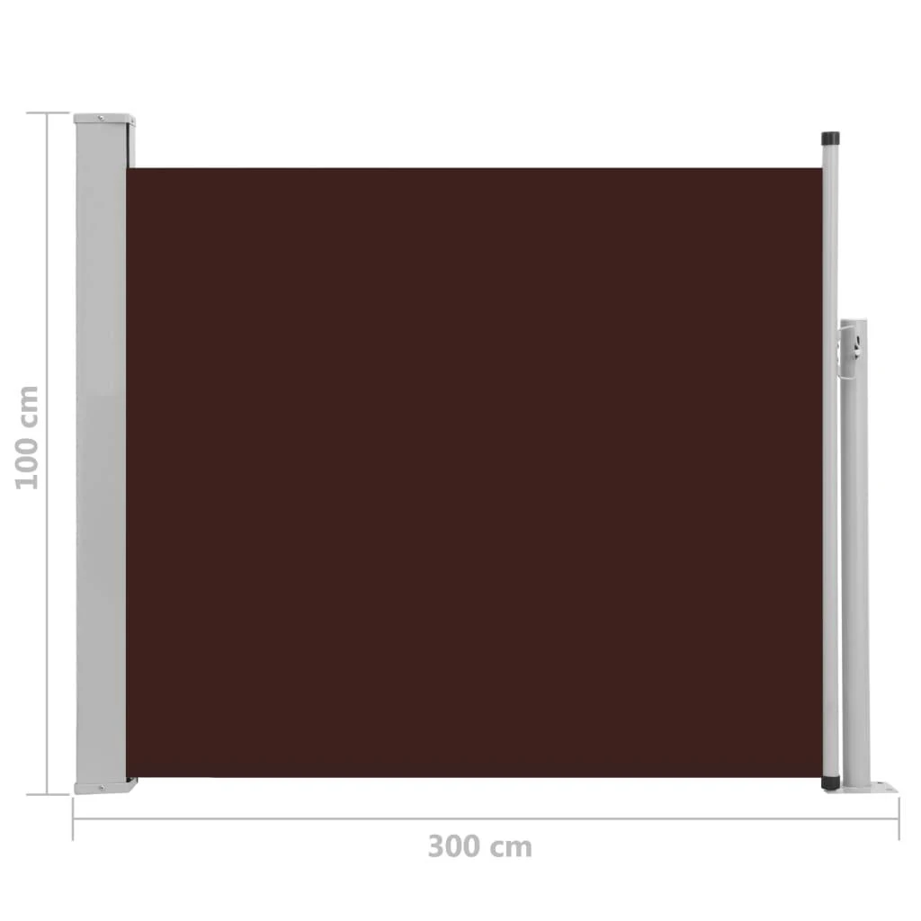 Ištraukiama šoninė kiemo pertvara, rudos spalvos, 100x300cm