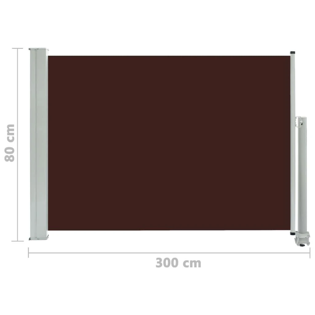 Ištraukiama šoninė kiemo pertvara, rudos spalvos, 80x300cm
