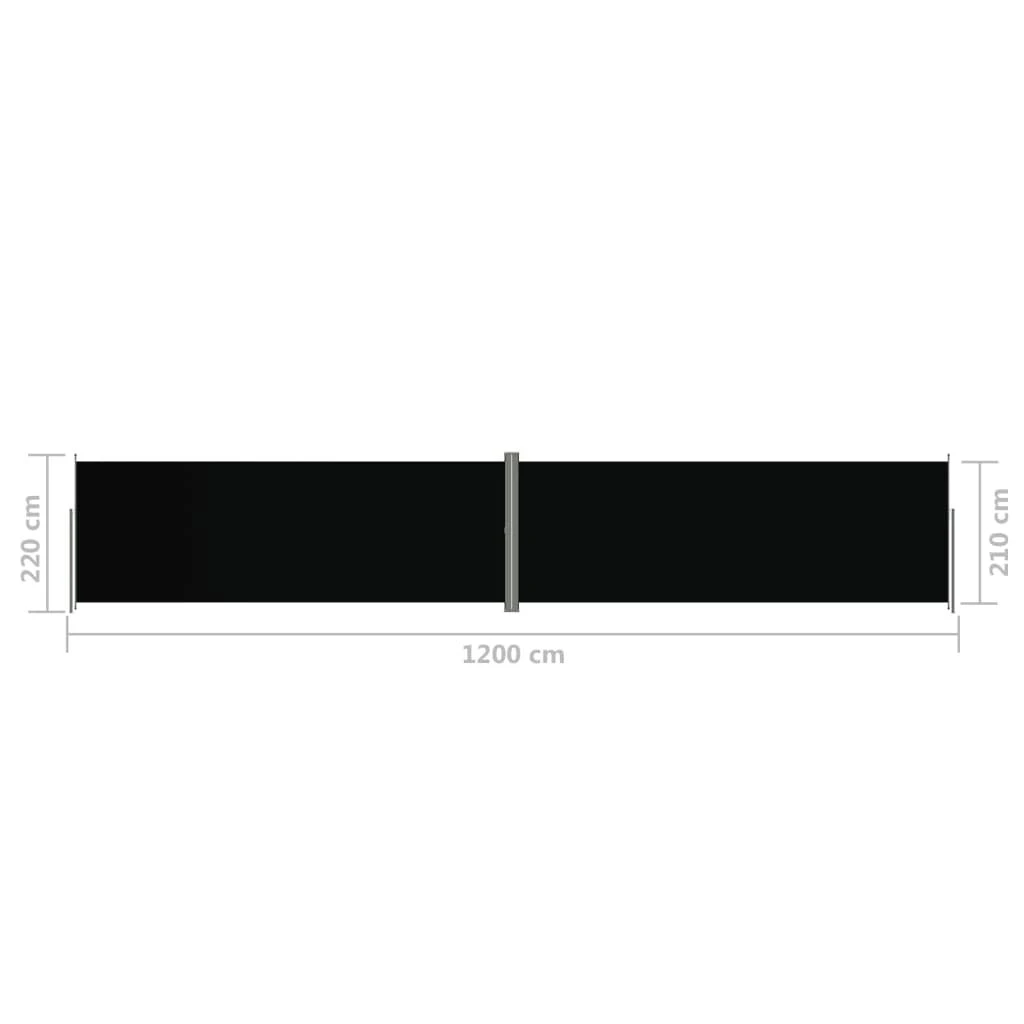 Ištraukiama šoninė pertvara, juodos spalvos, 220x1200cm
