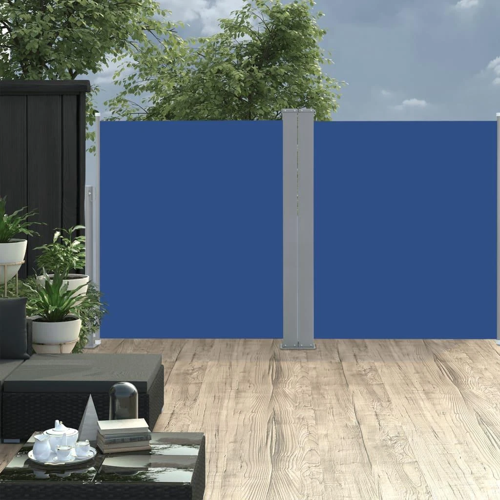 Ištraukiama šoninė pertvara, mėlynos spalvos, 140x600cm