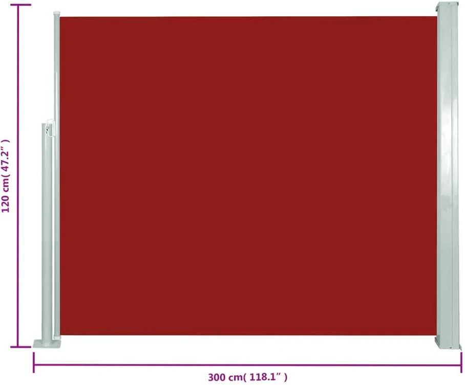 Ištraukiama šoninė pertvara, raudona, 120x300cm