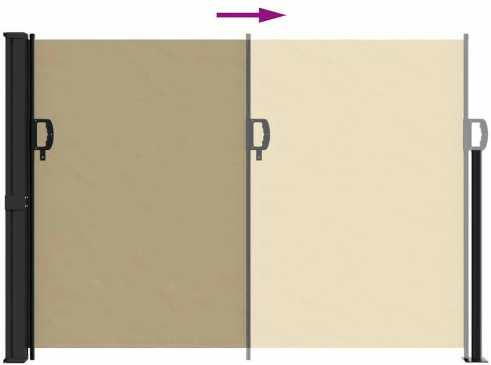 Ištraukiama šoninė pertvara, smėlio spalvos, 140x600cm