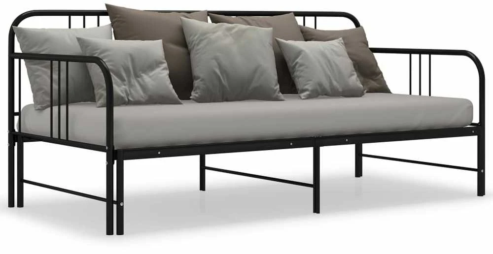 Ištraukiamos sofos-lovos rėmas, juodas, 90x200cm, metalas