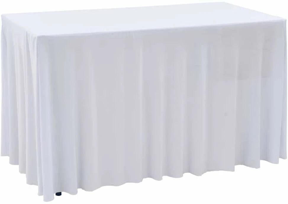 Įtempiamos staltiesės su sijonais, 2 vnt., baltos, 183x76x74 cm