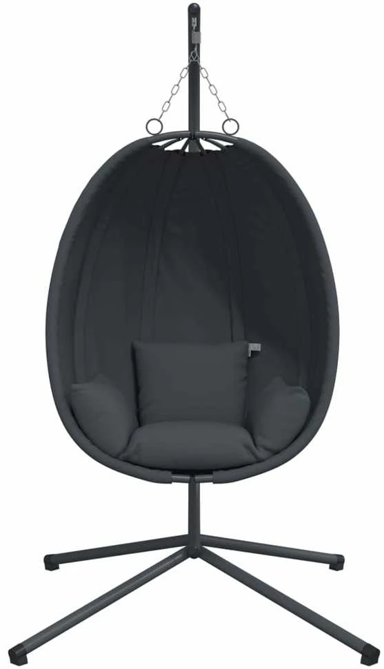 Kabantis kiaušinio formos krėslas, antracito, audinys/plienas