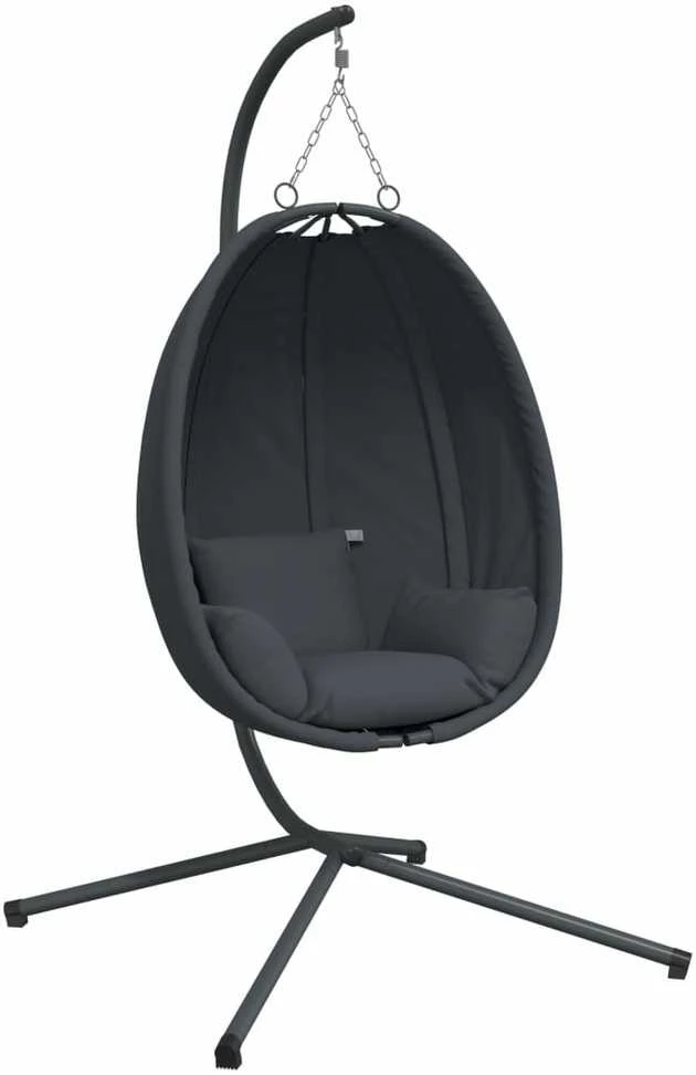 Kabantis kiaušinio formos krėslas, antracito, audinys/plienas