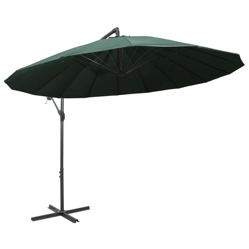 Kabantis skėtis nuo saulės, žalias, 3m, aliuminio stulpas