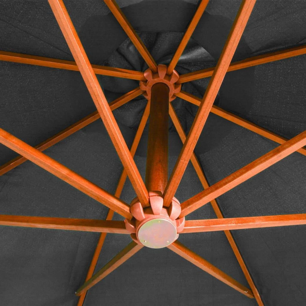 Kabantis sodo skėtis su stulpu, antracito, 3,5x2,9m, eglė