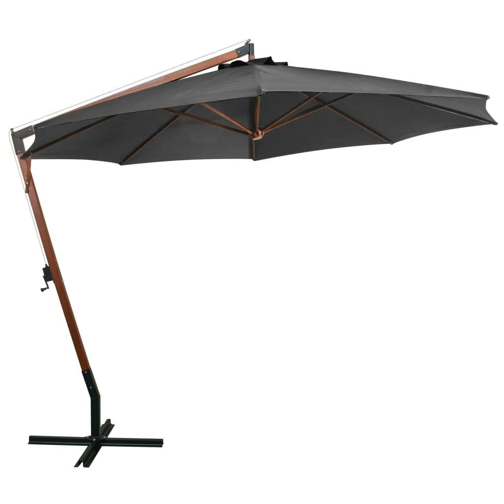 Kabantis sodo skėtis su stulpu, antracito, 3,5x2,9m, eglė