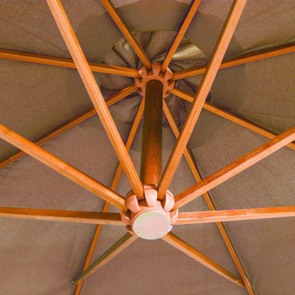 Kabantis sodo skėtis su stulpu, taupe, 3,5x2,9m, eglės masyvas
