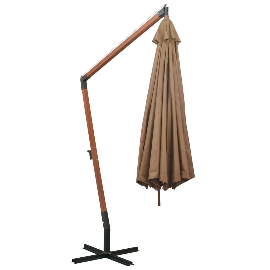 Kabantis sodo skėtis su stulpu, taupe, 3,5x2,9m, eglės masyvas