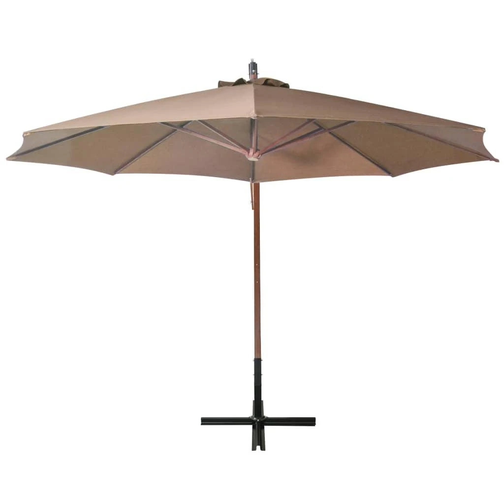 Kabantis sodo skėtis su stulpu, taupe, 3,5x2,9m, eglės masyvas