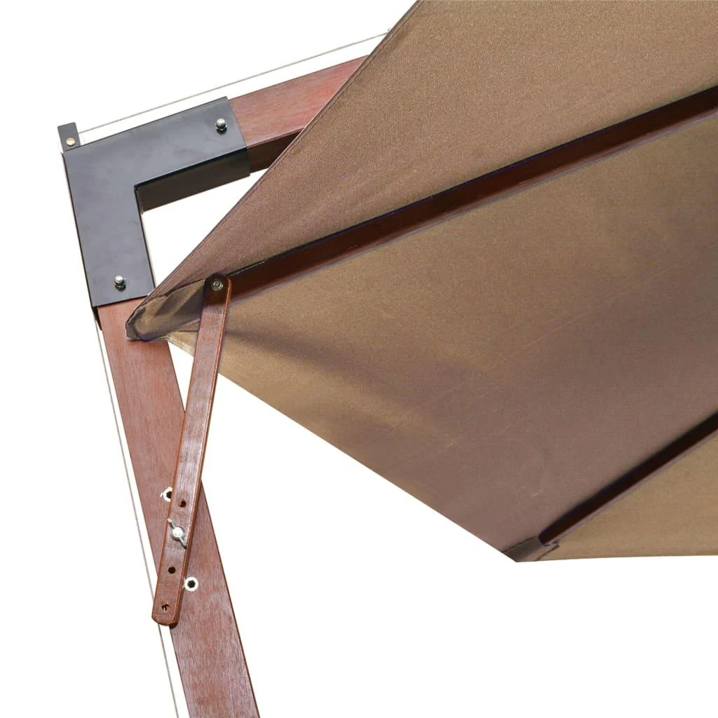 Kabantis sodo skėtis su stulpu, taupe, 3,5x2,9m, eglės masyvas