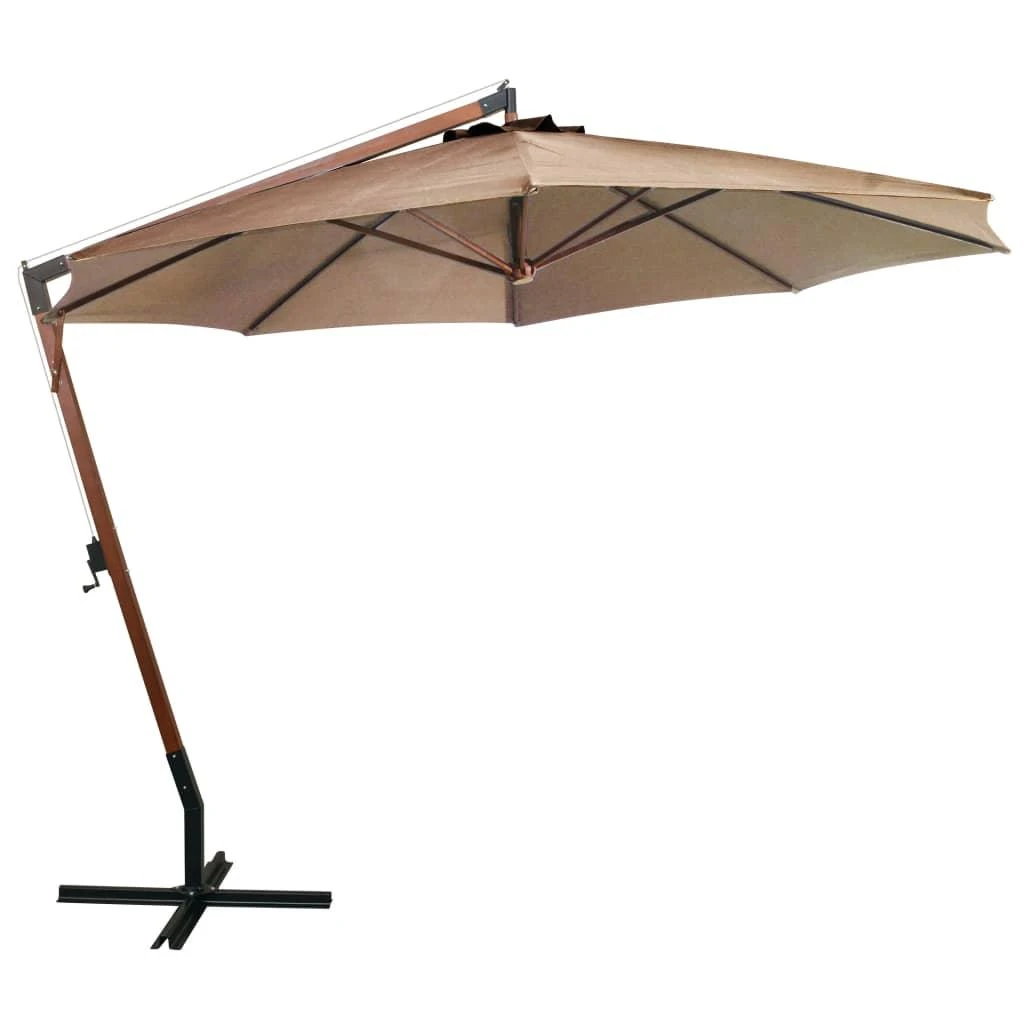 Kabantis sodo skėtis su stulpu, taupe, 3,5x2,9m, eglės masyvas