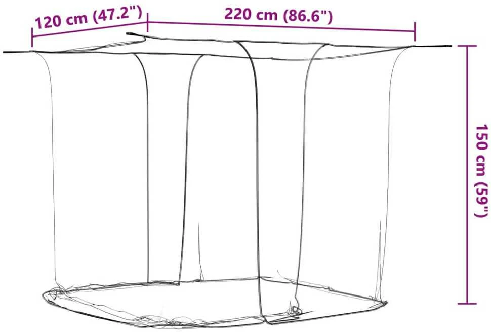 Kabantis tinklelis nuo uodų, baltas, 220x120x150cm, 156 tinklas