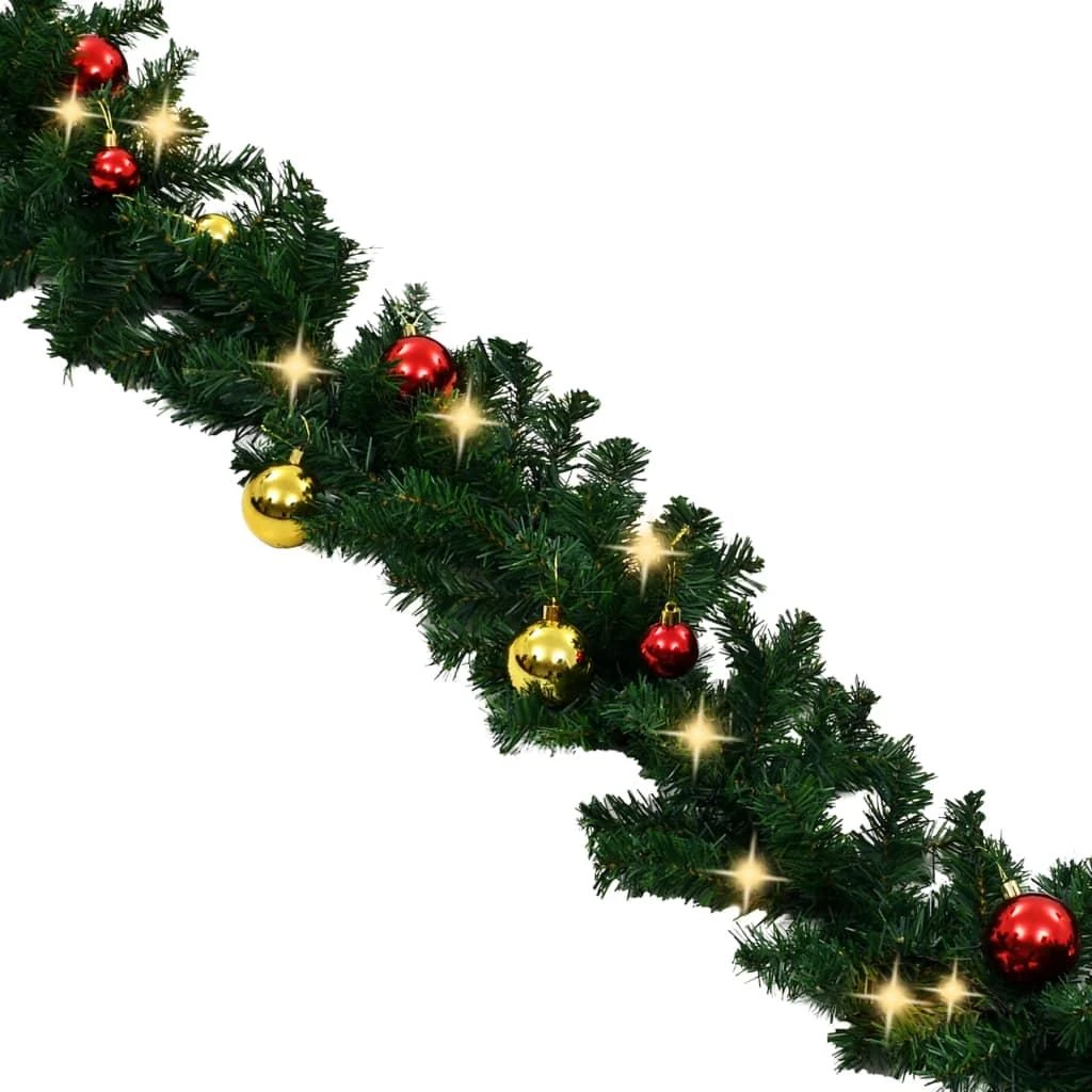 Kalėdinė girlianda papuošta žaisliukais ir LED lemputėmis, 5m