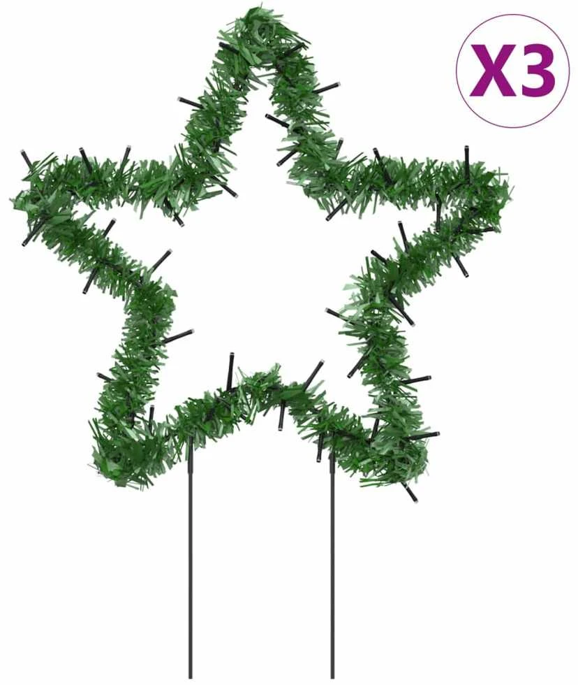 Kalėdinės dekoracijos žvaigždės su smaigais, 3vnt., 50LED, 29cm