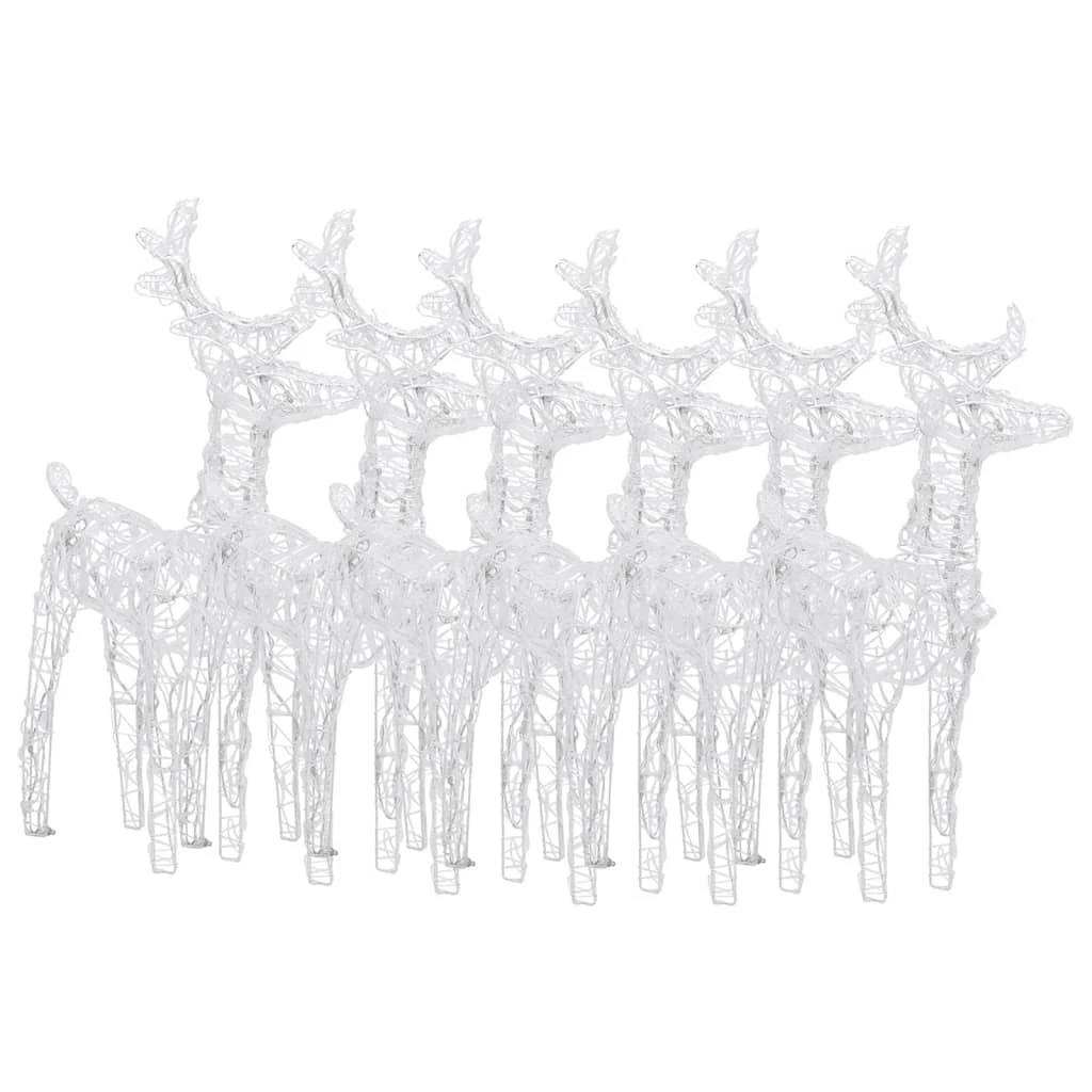 Kalėdiniai elniai, 6vnt., akrilas, 240 mėlynos spalvos LED