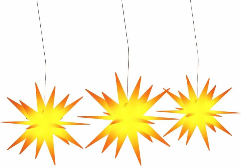 Kalėdiniai šviestuvai su LED, 3vnt., geltoni, sulankstomi