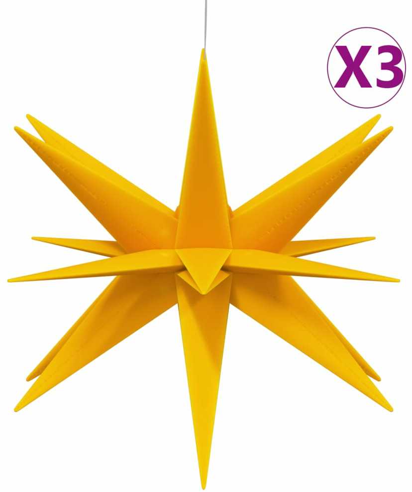 Kalėdiniai šviestuvai su LED, 3vnt., geltoni, 43cm, sulankstomi