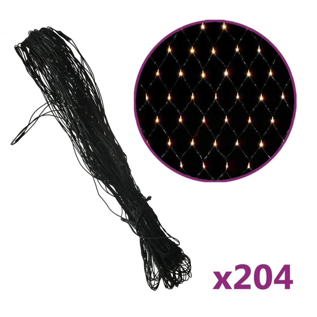 Kalėdinių lempučių tinklas, 3x2m, 204 šiltos baltos LED