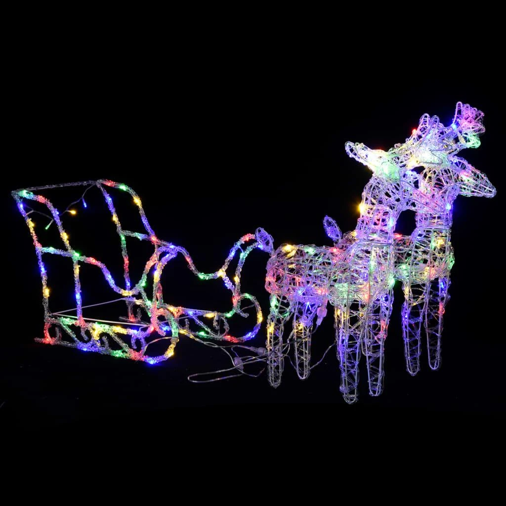 Kalėdų dekoracija elniai ir rogės, 130cm, akrilas, 160 LED